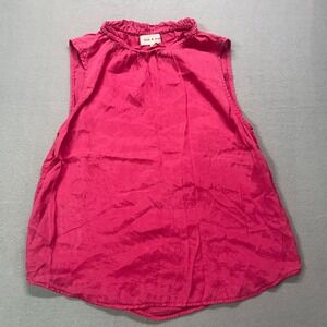 Anthropologie Cloth & Stone Pink Ruffled Sleeveless Top SzS Y2K Barbiecore Girly